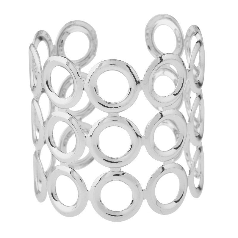

Simple Geometric Round Metal Cutout Bracelet, Silver