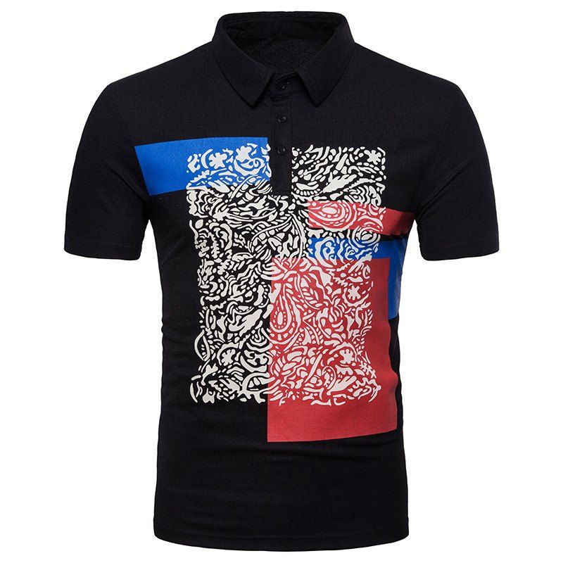 

New Summer Wear Male Round Neckline Short Sleeve Polo Shirt, Black