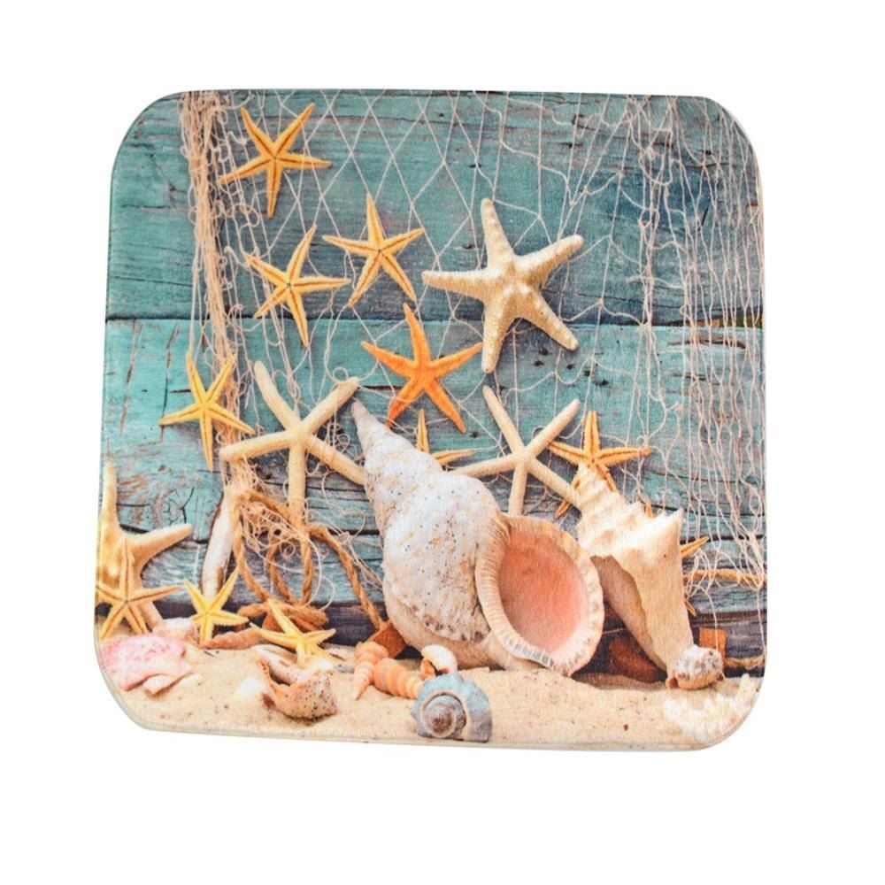 

Nets Starfish Super Soft Non-Slip Bath Door Mat Machine Washable, Multi-a