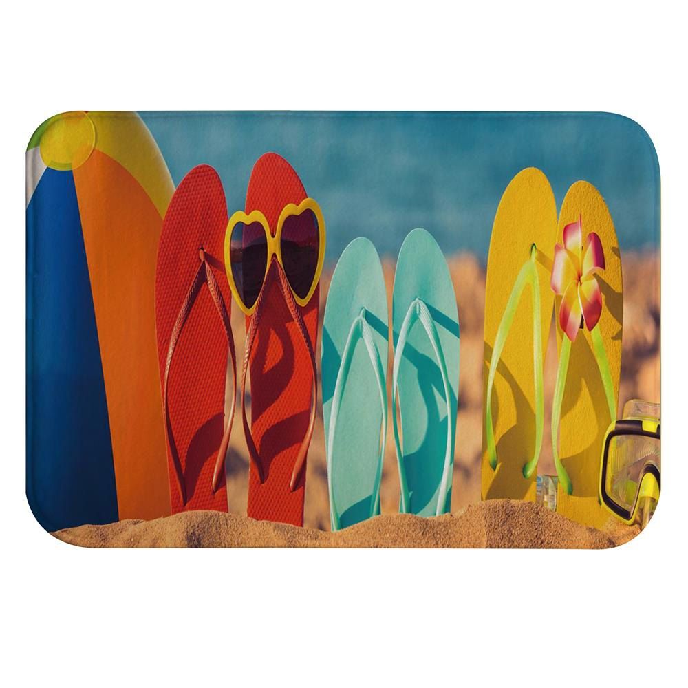 

Funny Beach Shoes Super Soft Non-Slip Bath Door Mat Machine Washable, Multi-a