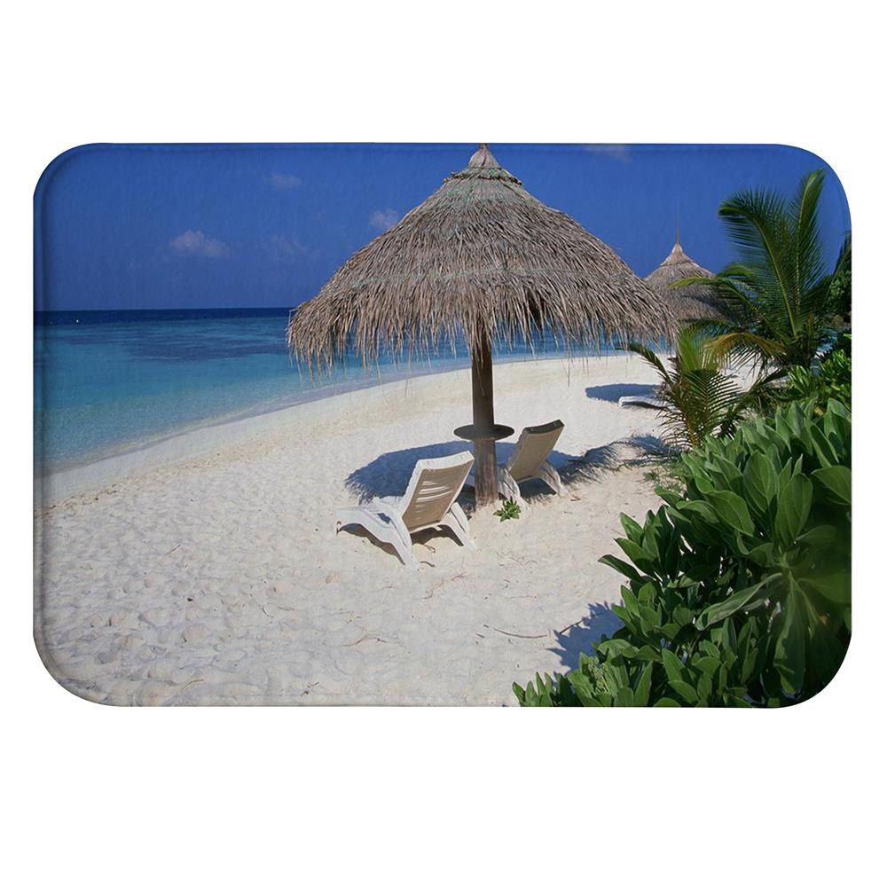 

Beach Huts Super Soft Non-Slip Bath Door Mat Machine Washable Quickly Drying, Multi-a