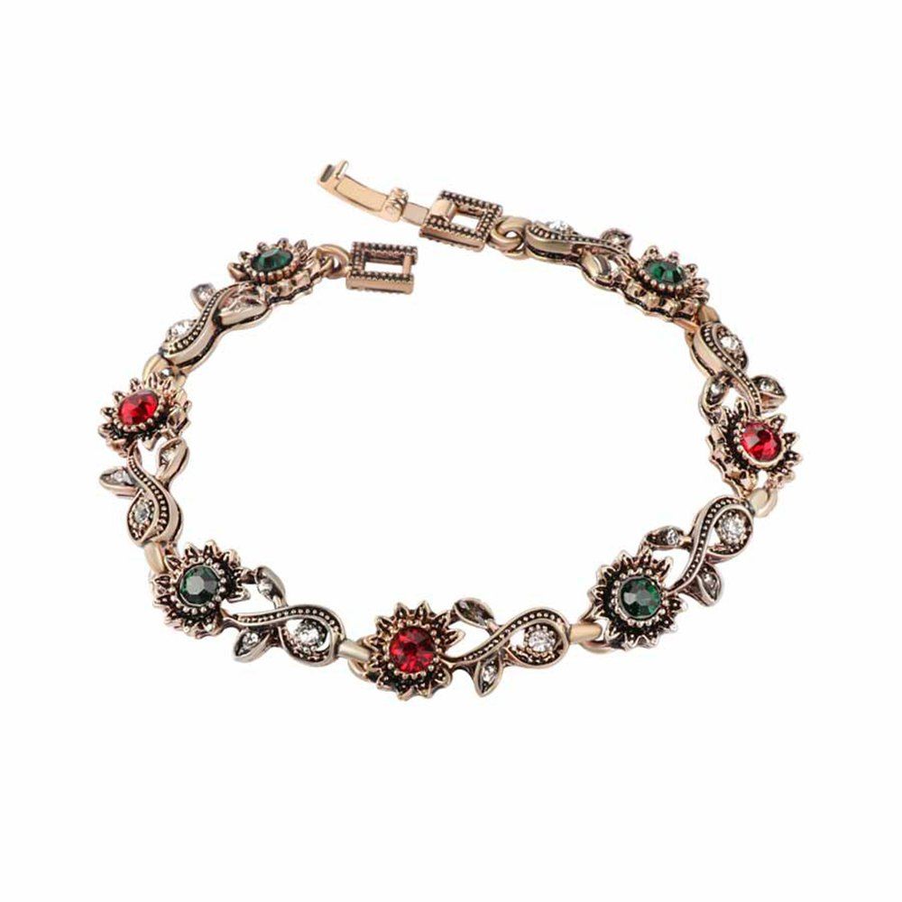 

Bohemian Colorful Rhinestone Bracelet, Antique white