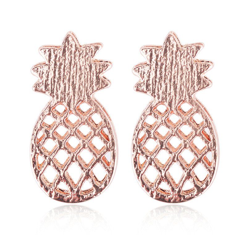 

Simple Hollow Pineapple Brushed Earrings, Champagne