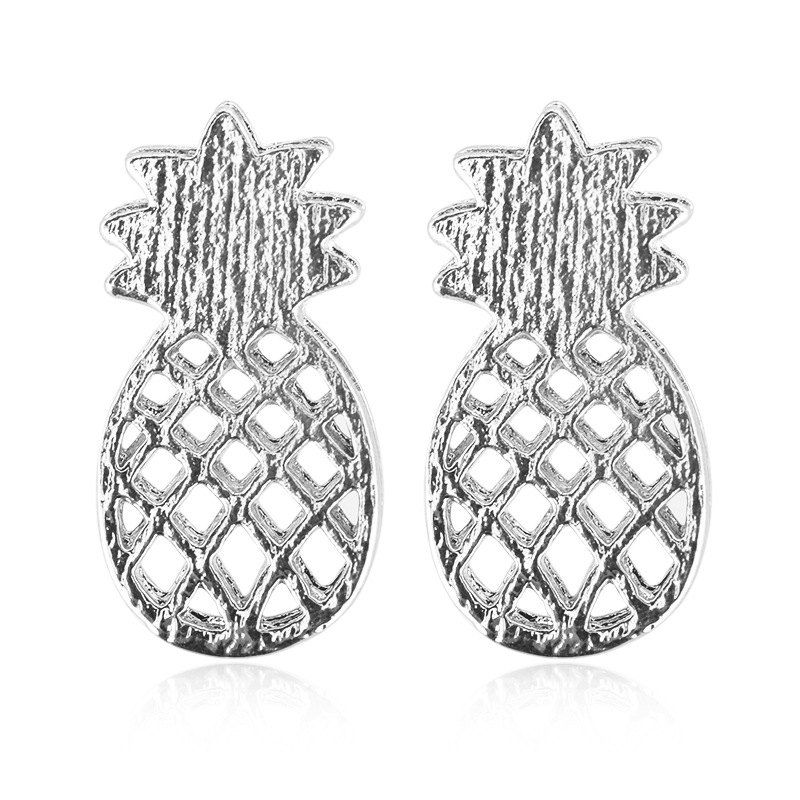 

Simple Hollow Pineapple Brushed Earrings, White