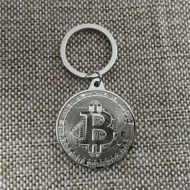 

Bitcoin Key Chain Plated Cryptocurrency Gift, Silver