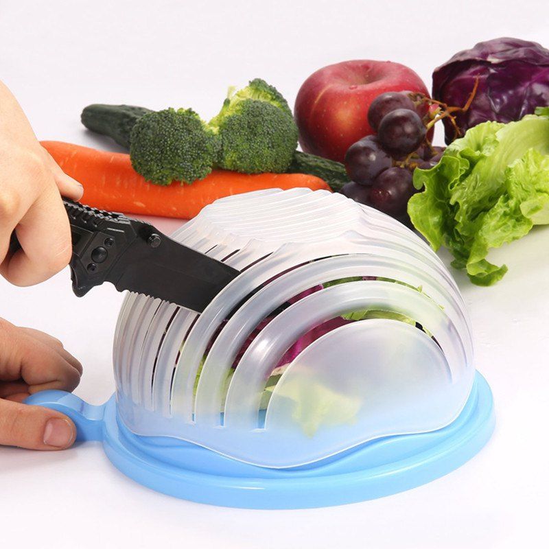 

Easy Fast Salad Cutter Bowl 60 Seconds Maker, Light sky blue