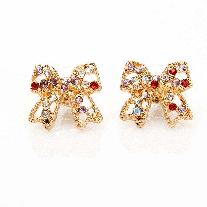 

Beauty Jewelry Fashion Sweet Cute Butterfly Knot Earrings with Colorful Diamond, Multi