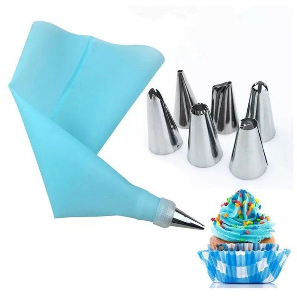 

Bake Cake Tool 8 Piece 6 Stainless Steel Decorative Nozzle EVA Mounting Bag, Celeste