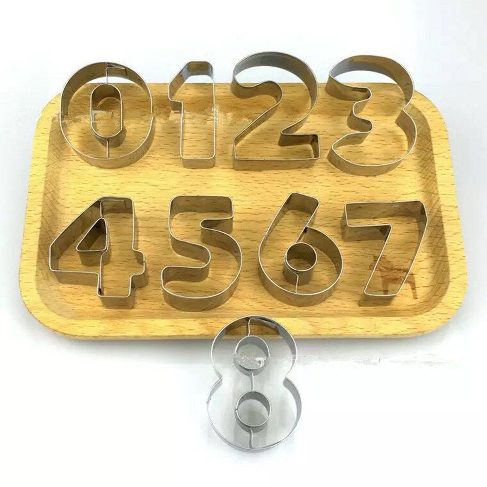 

9 PCS Stainless Steel Digital Biscuit Mold, Silver