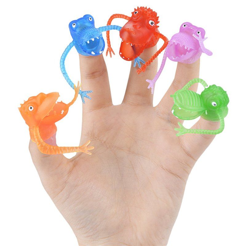 

Multi-color Silicone Mini Dinosaur Finger Puppets Toys for Kids Baby Gift 5pcs, Multi-a