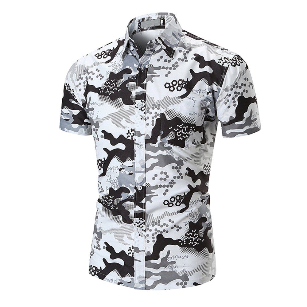 

Summer Men's Large Code 3D Digital Printing Short Shirts, Multi-d