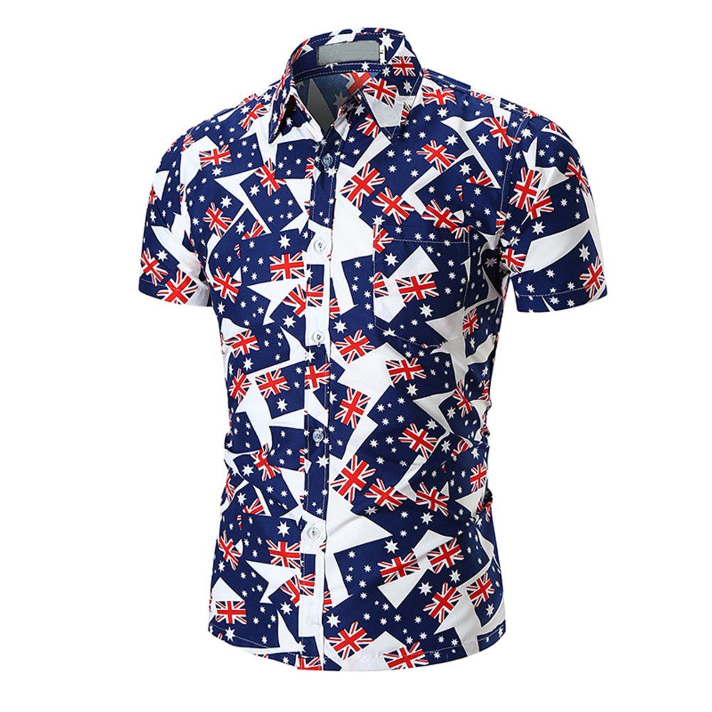 

Summer Men's Large Code 3D Digital Printing Short Shirts, Multi-h