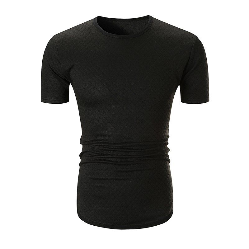 

Solid Color Small Plaid T-shirt, Black