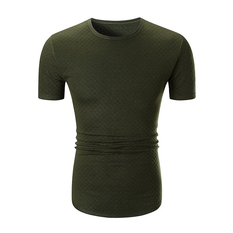 

Solid Color Small Plaid T-shirt, Army green