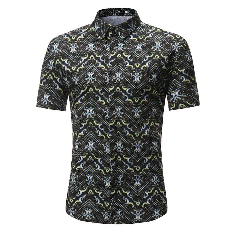

Men's Casual Short Sleeve Flower Shirt, Multi-e