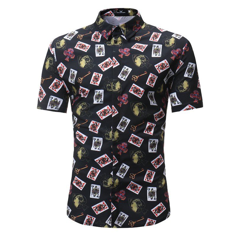 

Men's Casual Short Sleeve Flower Shirt, Multi-k
