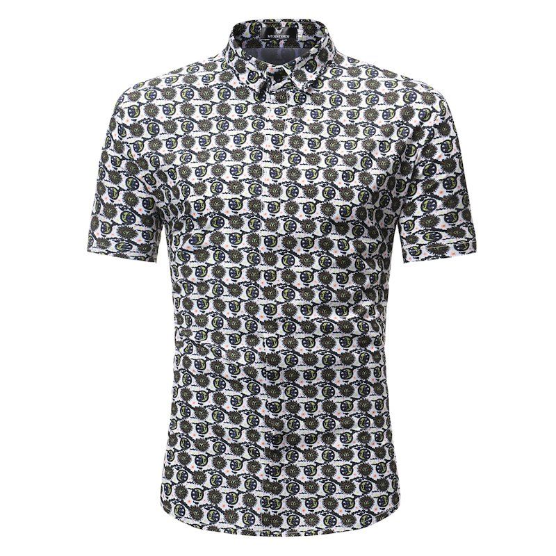 

Men's Casual Short Sleeve Flower Shirt, Multi-m