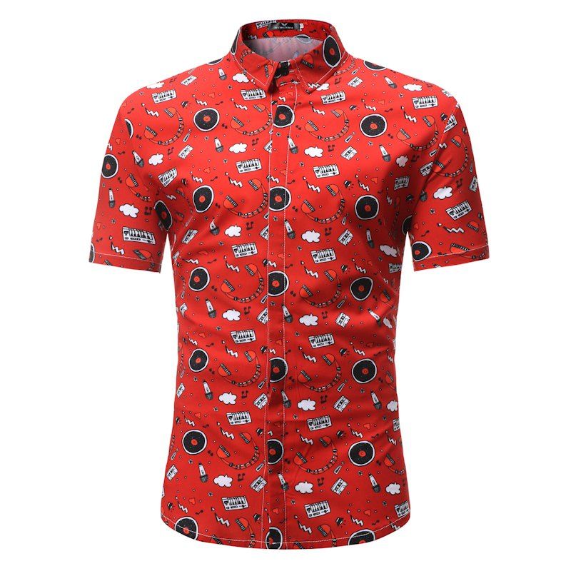 

Men's Casual Short Sleeve Flower Shirt, Multi-p