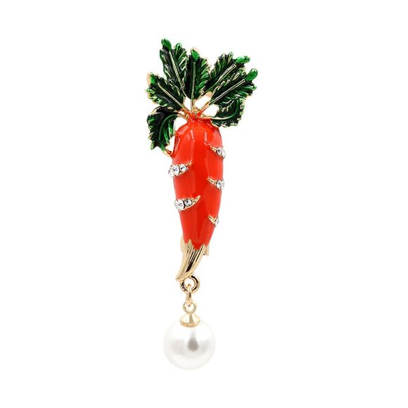PULATU Broche de carotte en émail simulé-perle - Rouge 