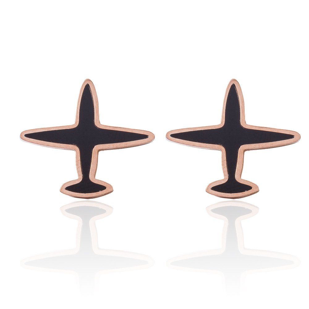 

Titanium Alloy Golden Plane Fashion Earrings Length 1.5 Centimeters, Gold