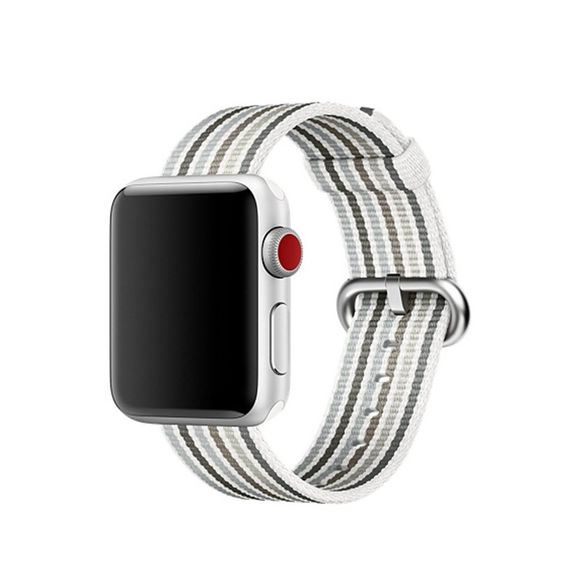 Bande en nylon de rechange de courroie de poignet de tissu pour la montre Apple séries 3/2/1 42MM - Blanc Froid 