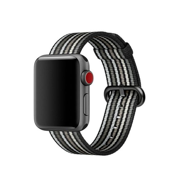 Bande en nylon de rechange de courroie de poignet de tissu pour la montre Apple séries 3/2/1 42MM - Noir 