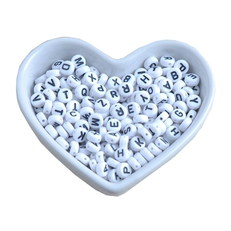 

Fashion DIY Accessories Children'S Early Letters Beads Handmade 100PCS, White