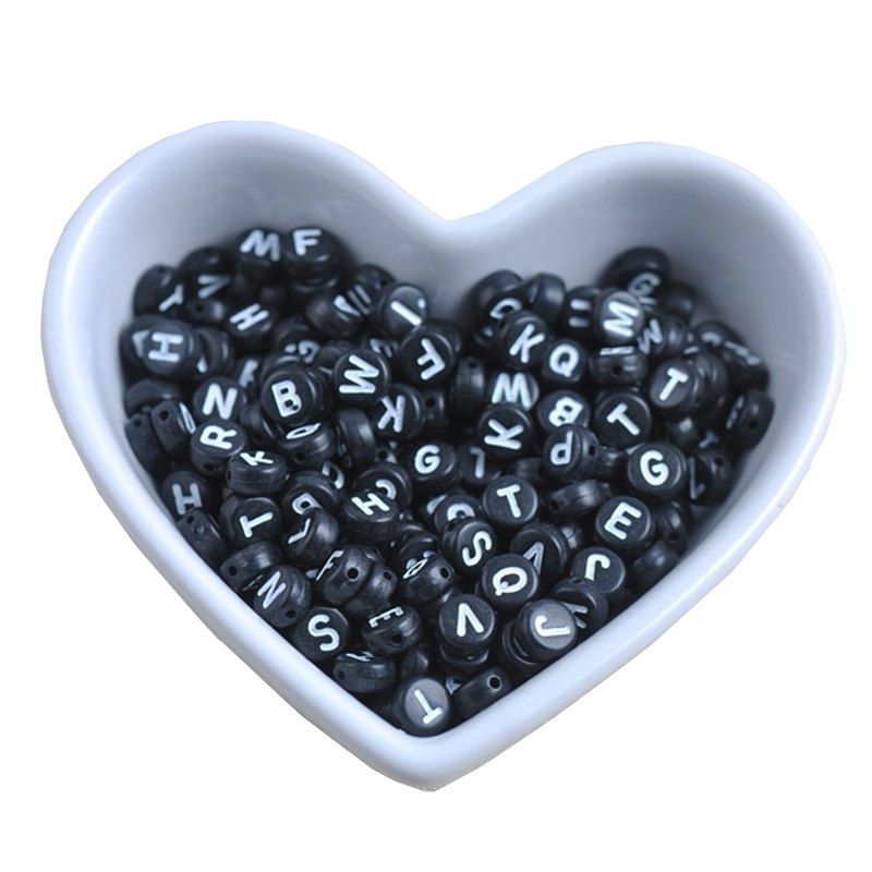 

Fashion DIY Accessories Children'S Early Letters Beads Handmade 100PCS, Black