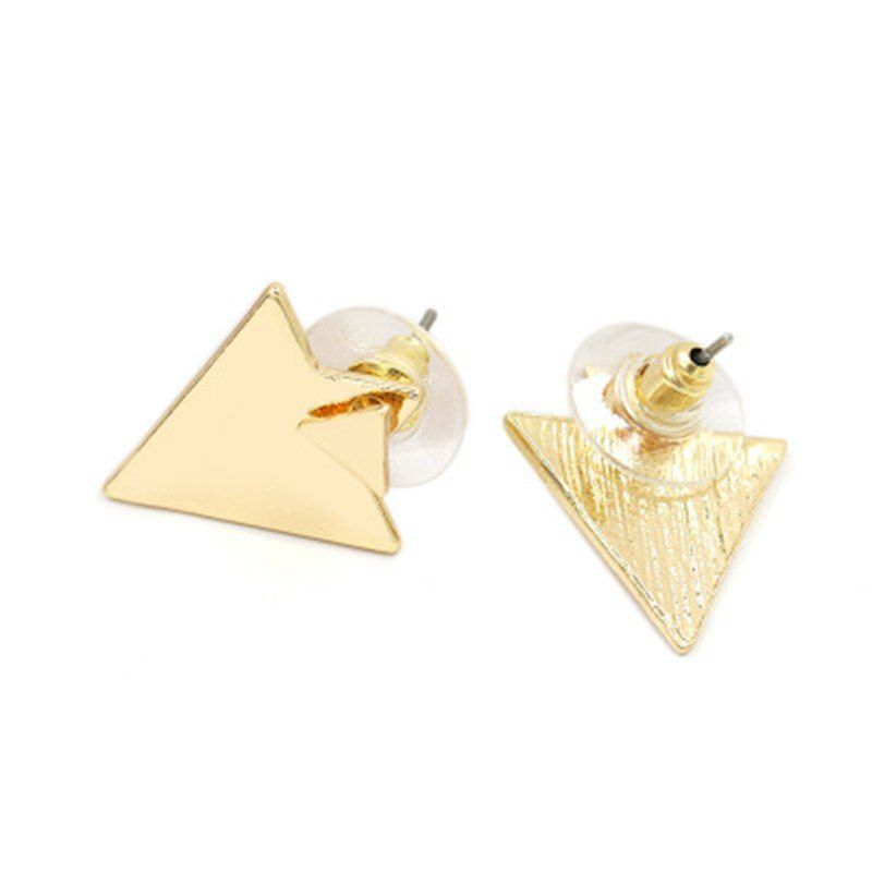 

Fashion Jewelry Size Asymmetry Front and Rear Triangle Ear Earrings, Gold