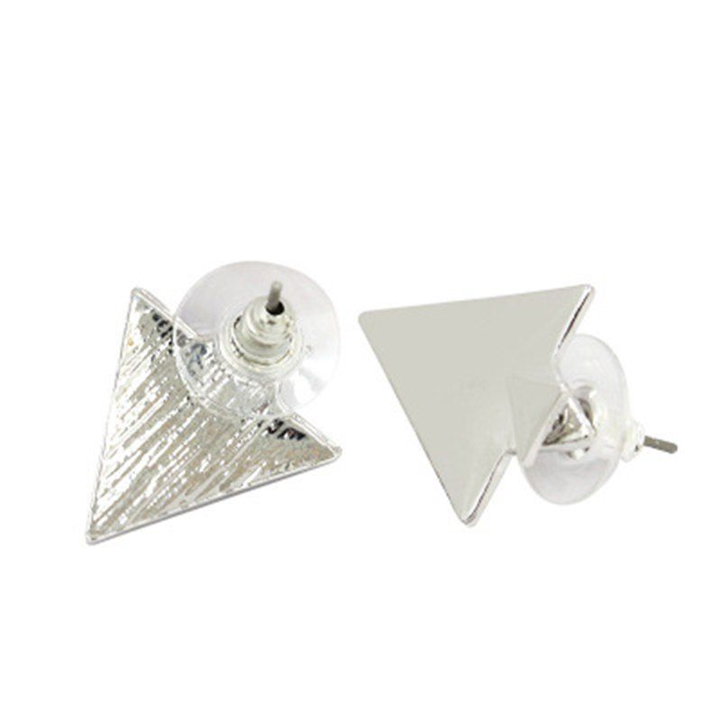 

Fashion Jewelry Size Asymmetry Front and Rear Triangle Ear Earrings, Silver