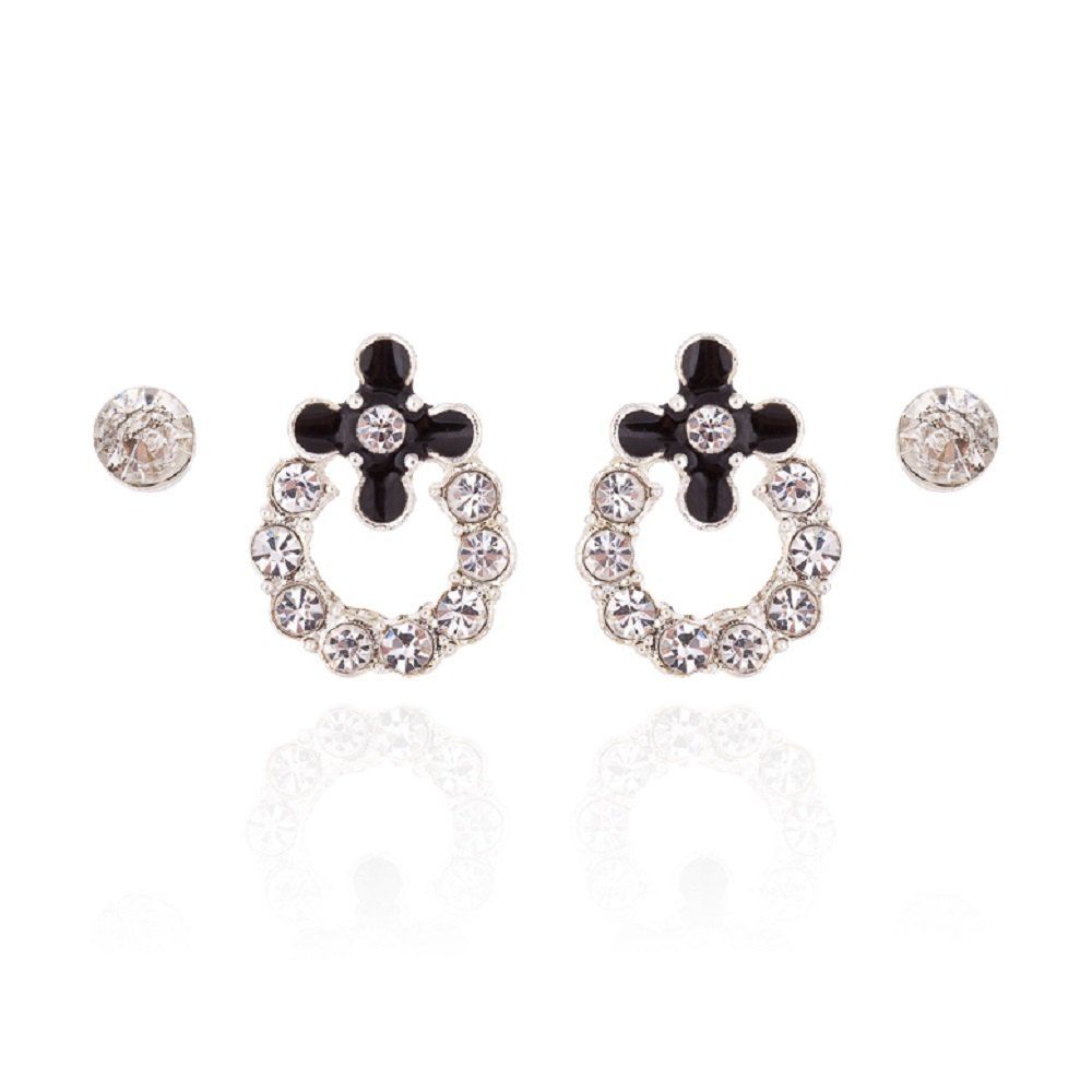 

Chic Cross Petalage Earrings, Black