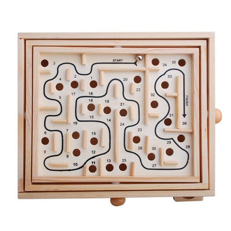 

Balance Ball Wooden Maze Toys Puzzle Toys for Children Adult Table Games, Champagne