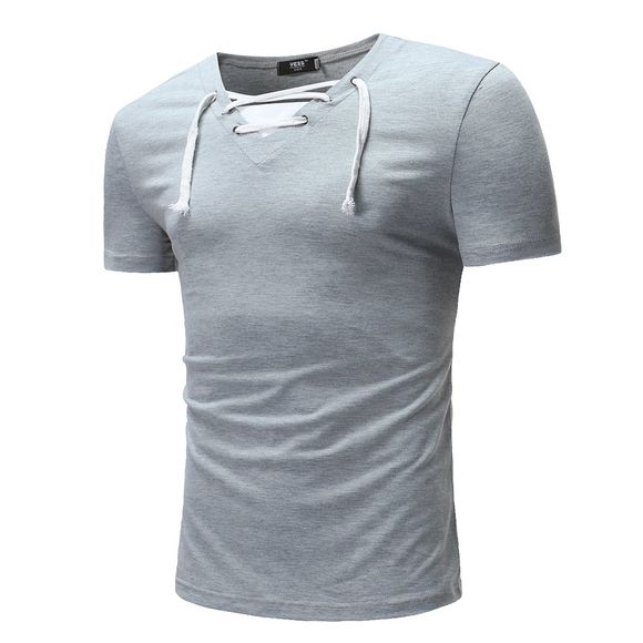 2018 T-shirt à manches courtes à manches courtes pour hommes - Gris Clair L