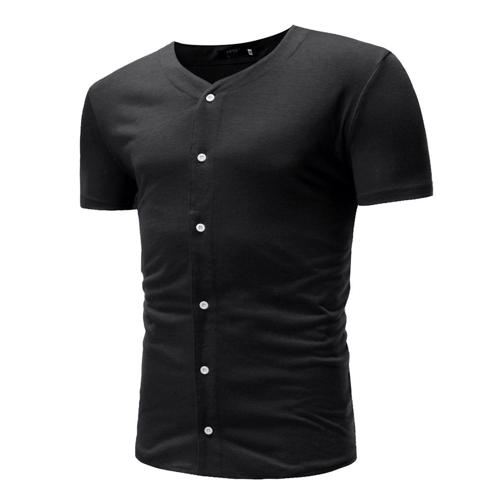 

New Men's Summer Fashion Cardigan Design Casual Short-Sleeved T-Shirt, Black
