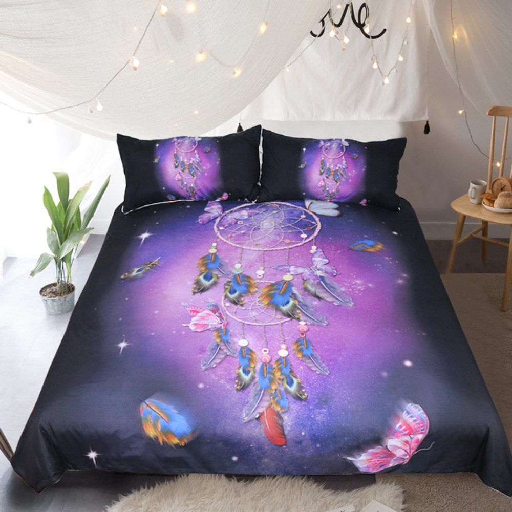 

Butterfly Dreamcatcher Bedding Duvet Cover Set Digital Print 3pcs, Multi