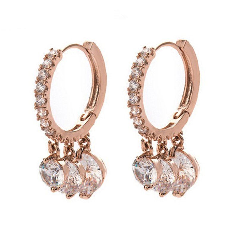 

Luxury Ear Stud Earrings for Women Round with Cubic Zircon Earrings Jewelry Gift, Gold