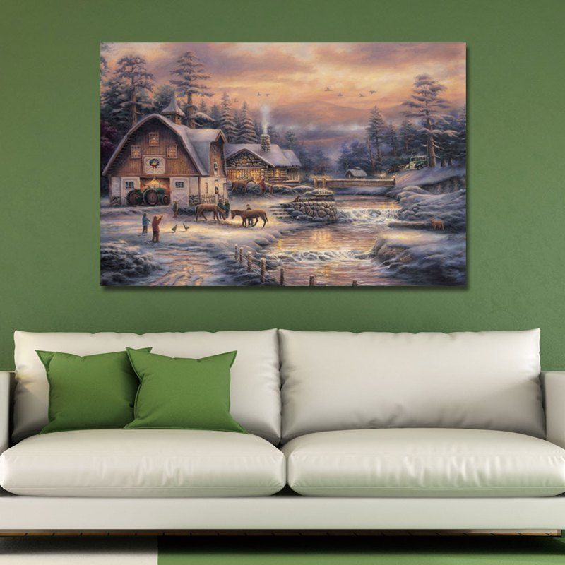 

07 A Warm Village in The Snow Print Art, Multi