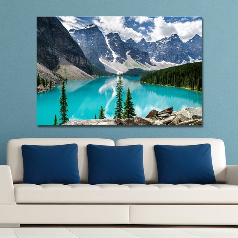 

WPDGNYHU Photography Snow Mountain Blue Sea Scenery Print Art, Multi