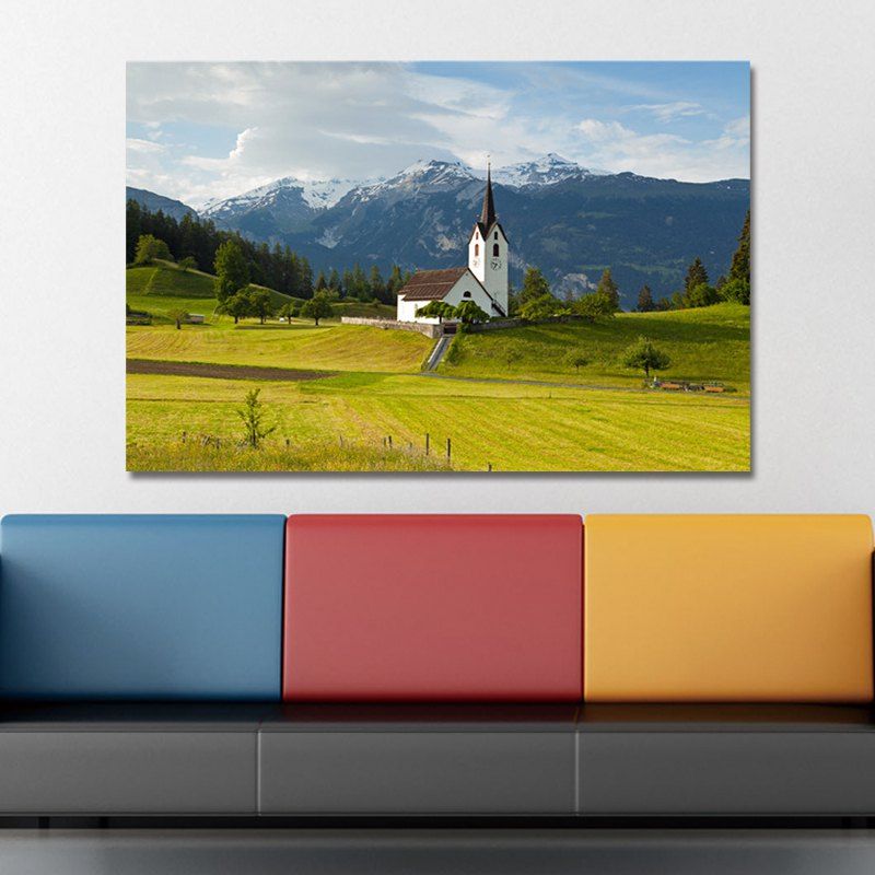 

WPG9S7U8 Photography Alpine Meadow Hut Scenery Print Art, Multi