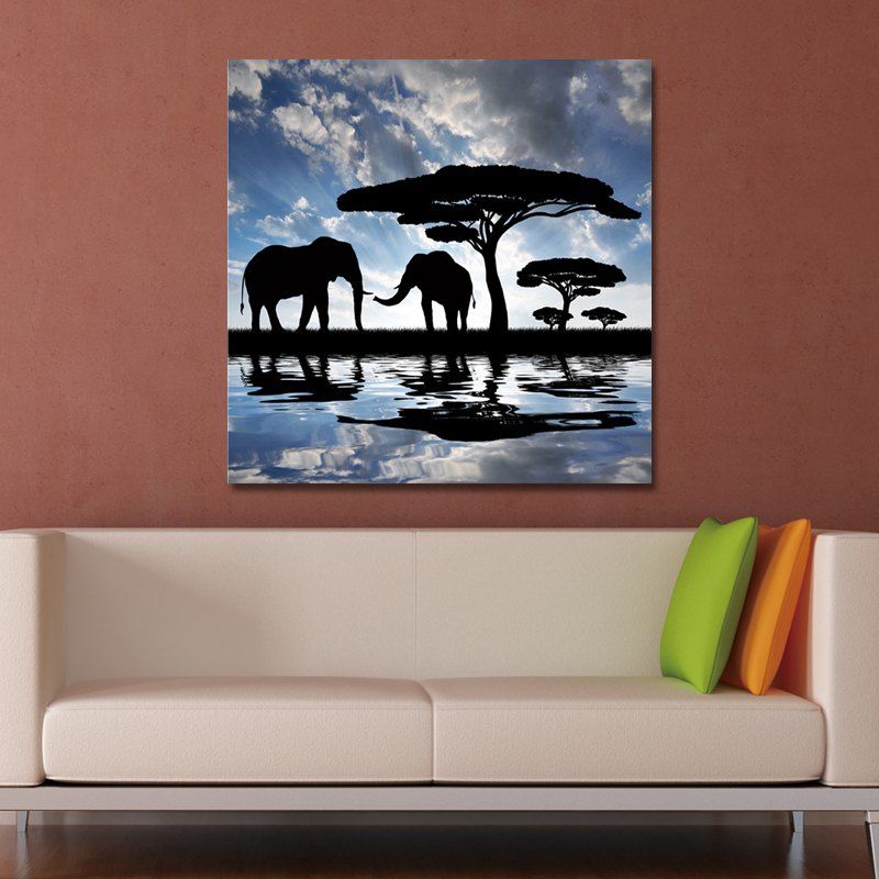 

2-23-2 (1) Photography Elephants Under the Blue Sky Print Art, Multi