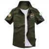 Insigne militaire pour homme - Épaulette à manches courtes - Chemise en coton - Vert Armée 2XL