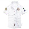 Insigne militaire pour homme - Épaulette à manches courtes - Chemise en coton - Blanc 2XL