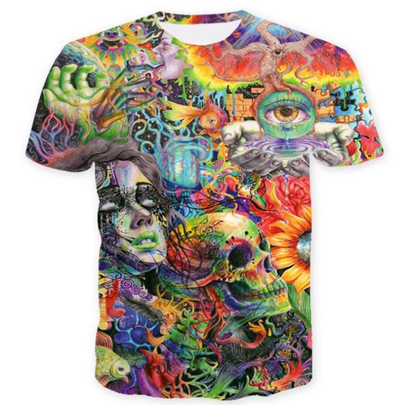 T-shirt à Manches Courtes Impression 3D pour Hommes Vêtements Geek - Vert L