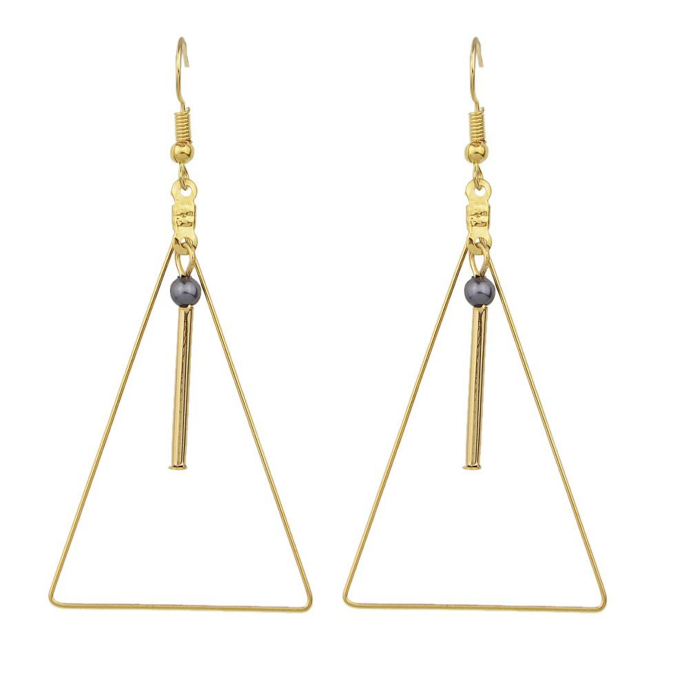 

Golden Minimalist Metal Earrings, Gold