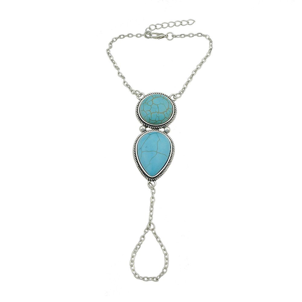 

Silver Color Chain Blue Stone Slave Bracelet
