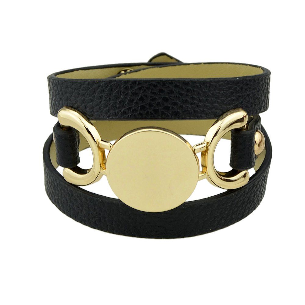 

Colorful Pu Leather Chain Wrap Bracelets, Black