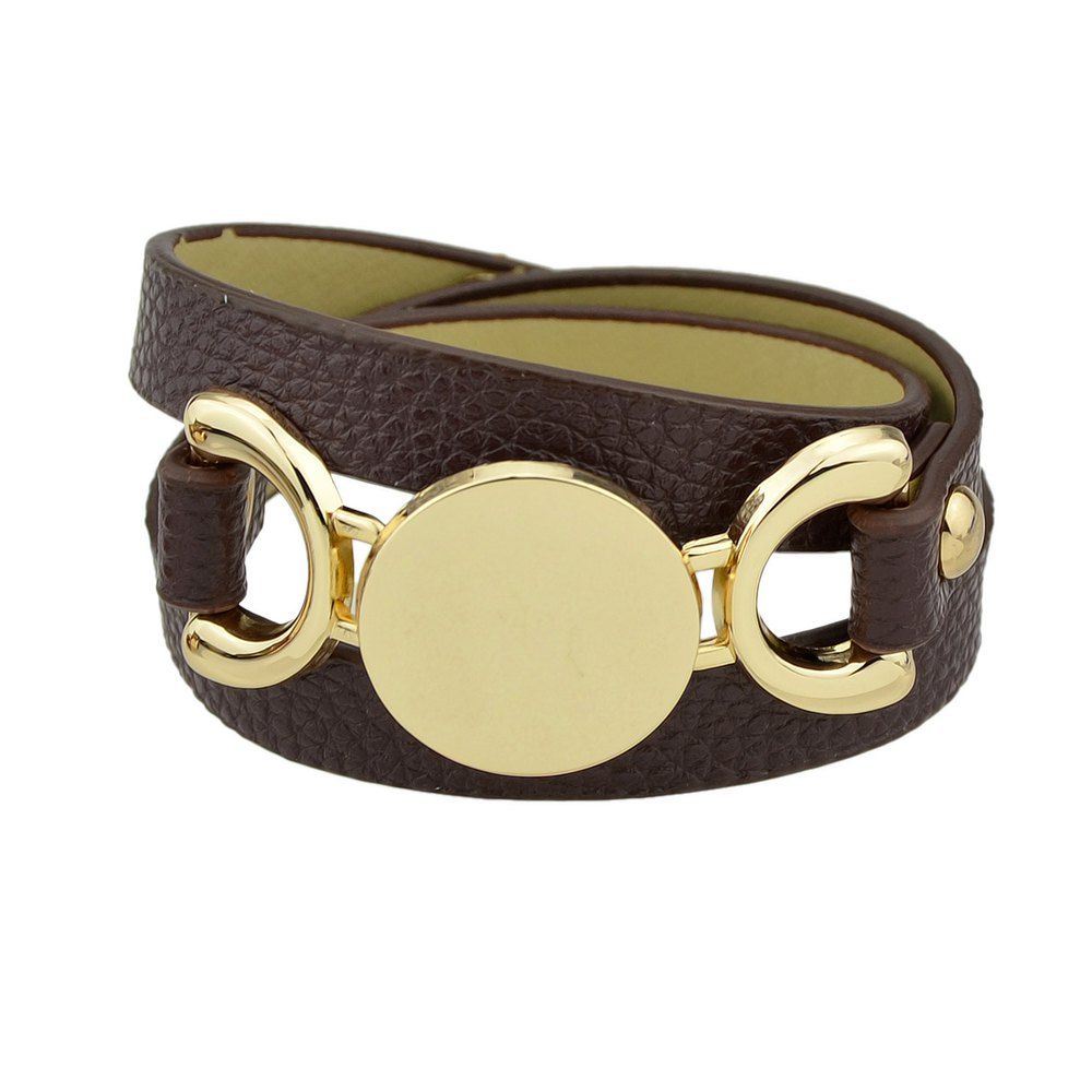 

Colorful Pu Leather Chain Wrap Bracelets, Coffee