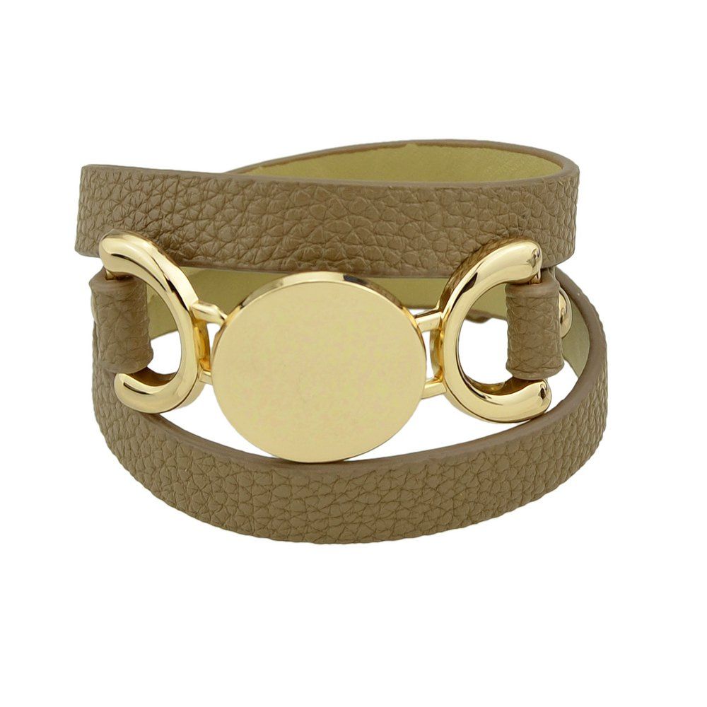 

Colorful Pu Leather Chain Wrap Bracelets, Sand