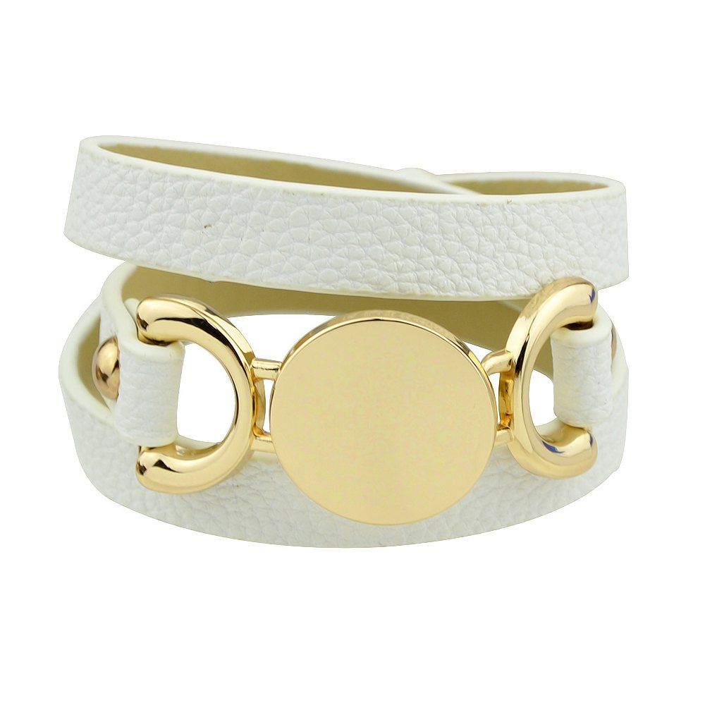 

Colorful Pu Leather Chain Wrap Bracelets, White