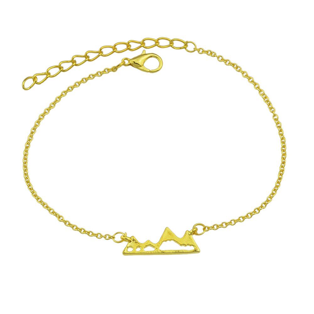 

Gold-color Silver Color Chain with Mountain Shape Charm Bracelets